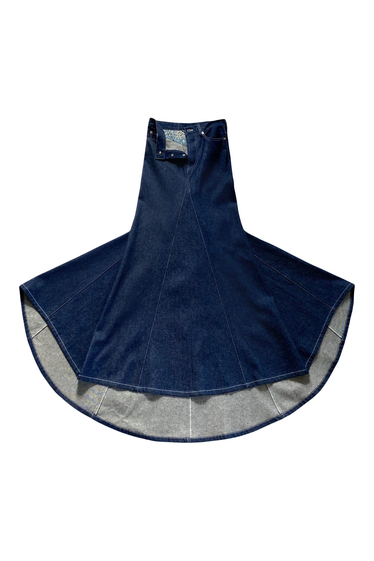 Long Denim Fishtail Skirt