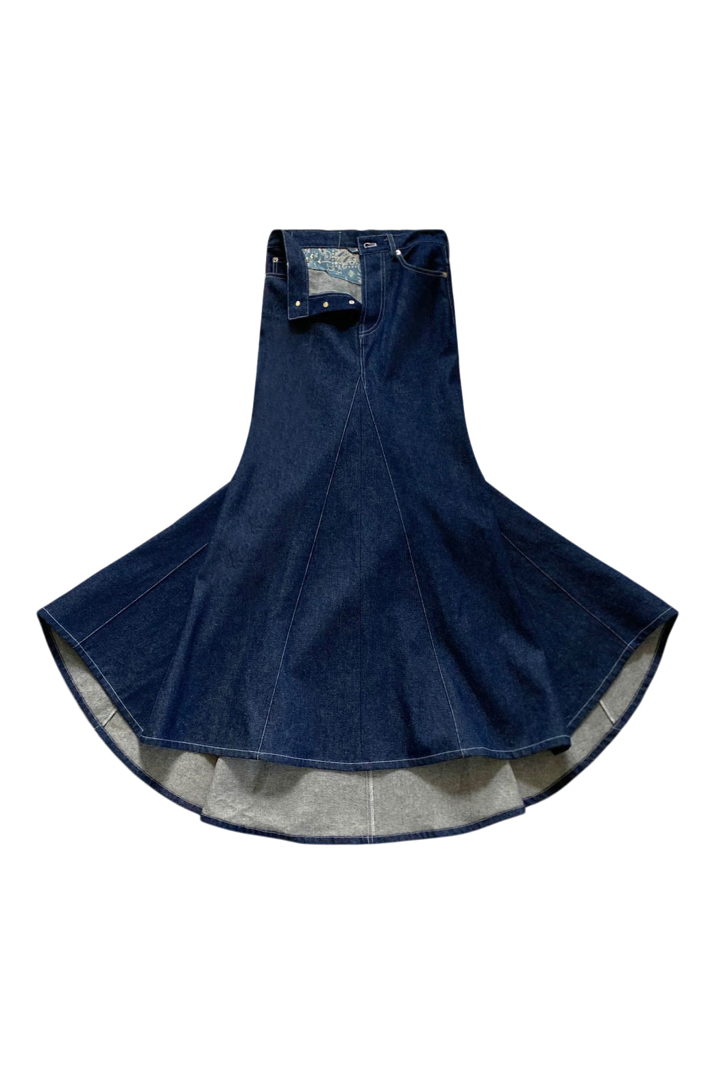 Long Denim Fishtail Skirt
