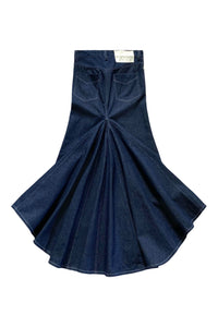 Long Denim Fishtail Skirt
