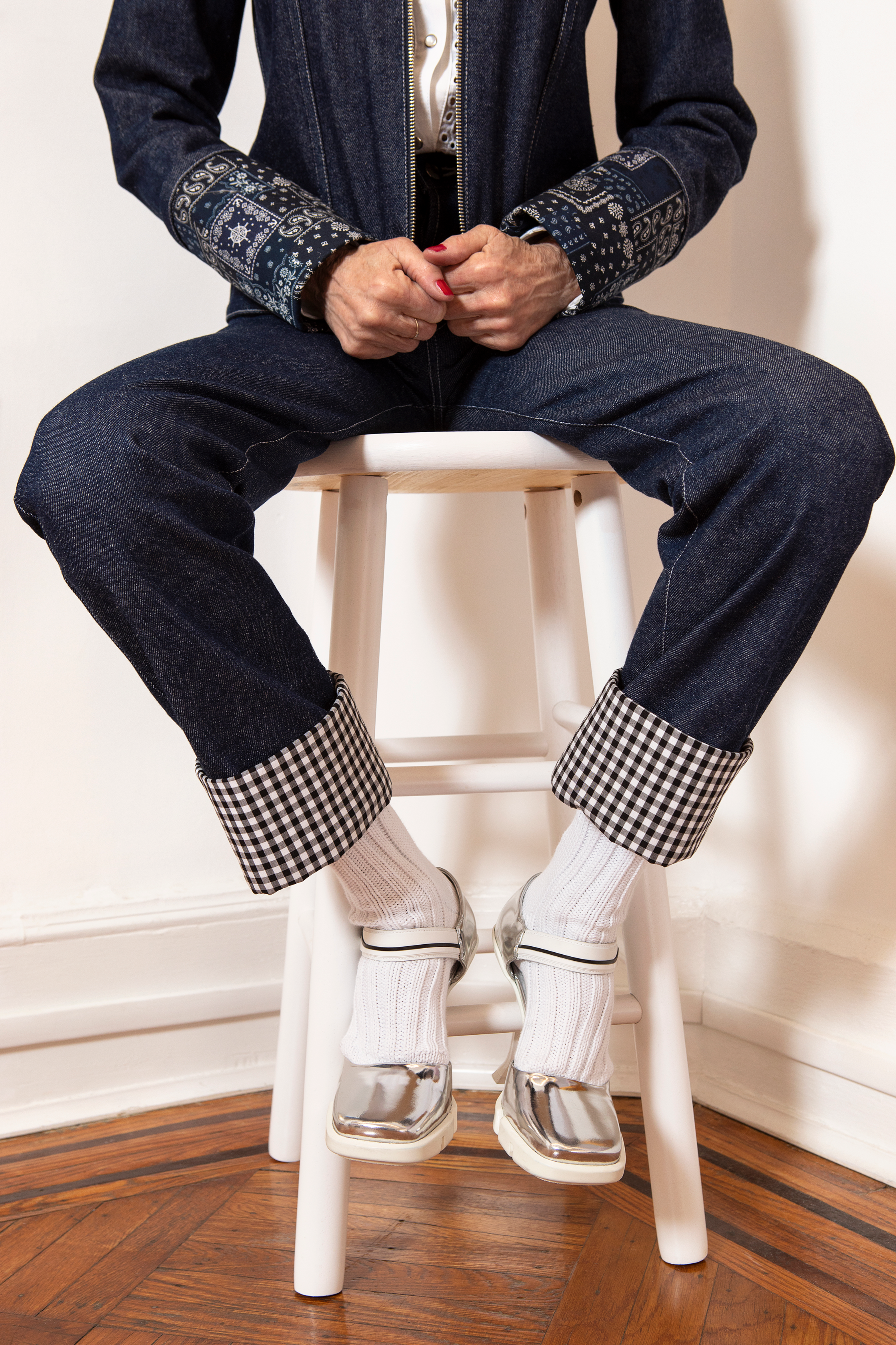 Full Gingham Cuff Jean